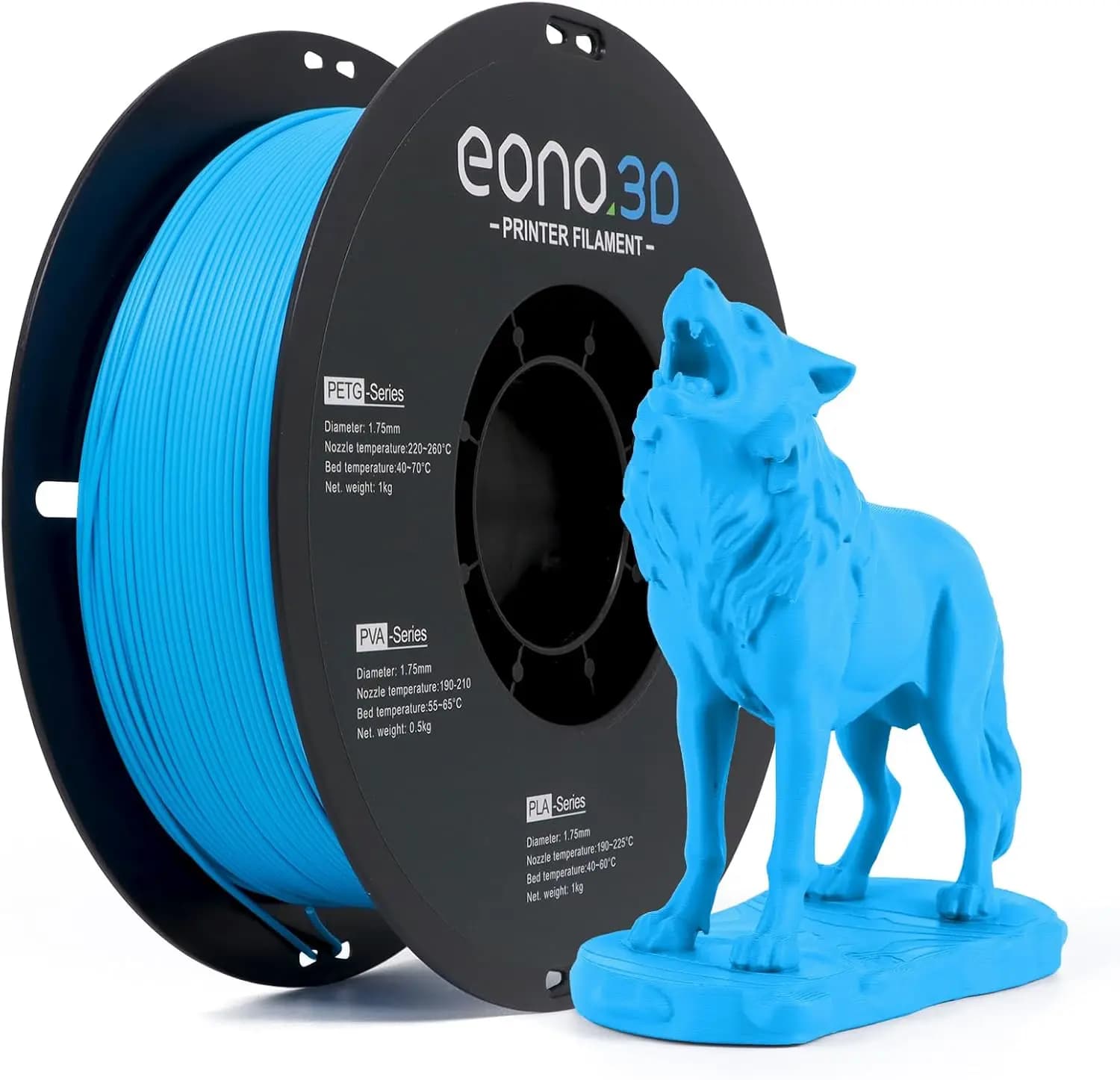 Filament PLA Opaco 1.75mm Blue Sky, 1KG Ultra Opaca Finish for Light Stamps, Easy to Use
