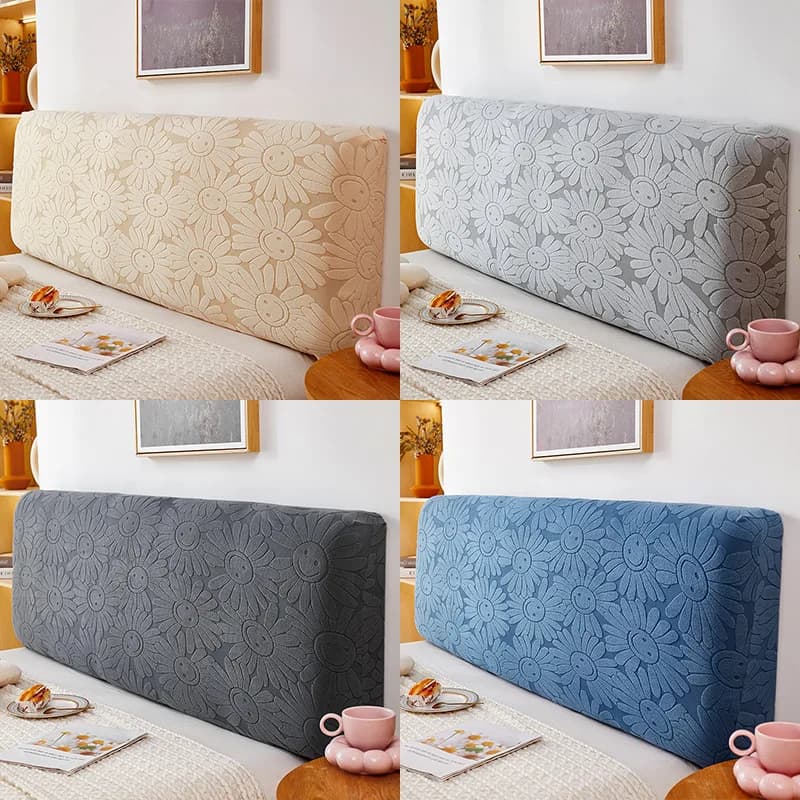 Full Wrap Bed Headboard Cover Stretch Jacquard Dustproof Headboard Slipcover Universal Sofa Back Protector for Bedroom
