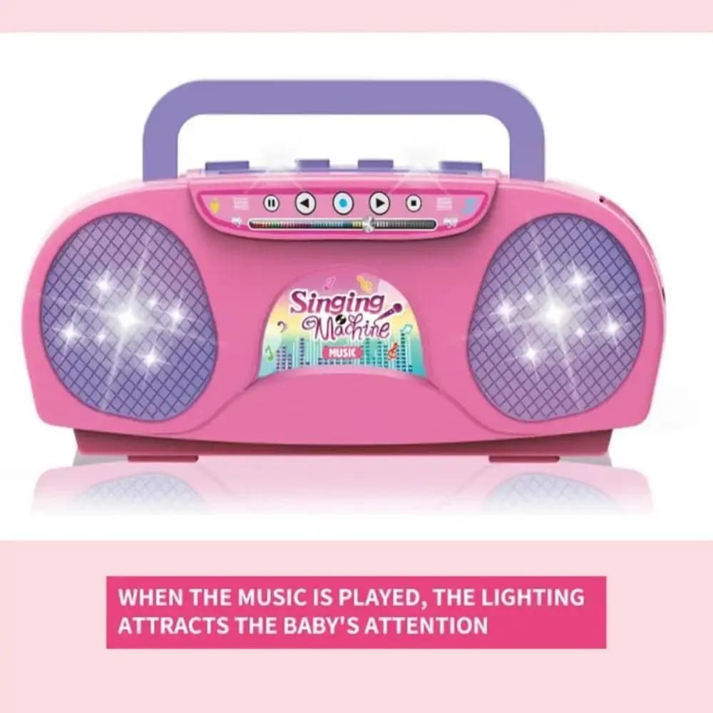 Microfono per macchina da canto portatile Strumento musicale per karaoke per bambini con luci Collega i giocattoli del telefono per regali educativi per ragazze e ragazzi