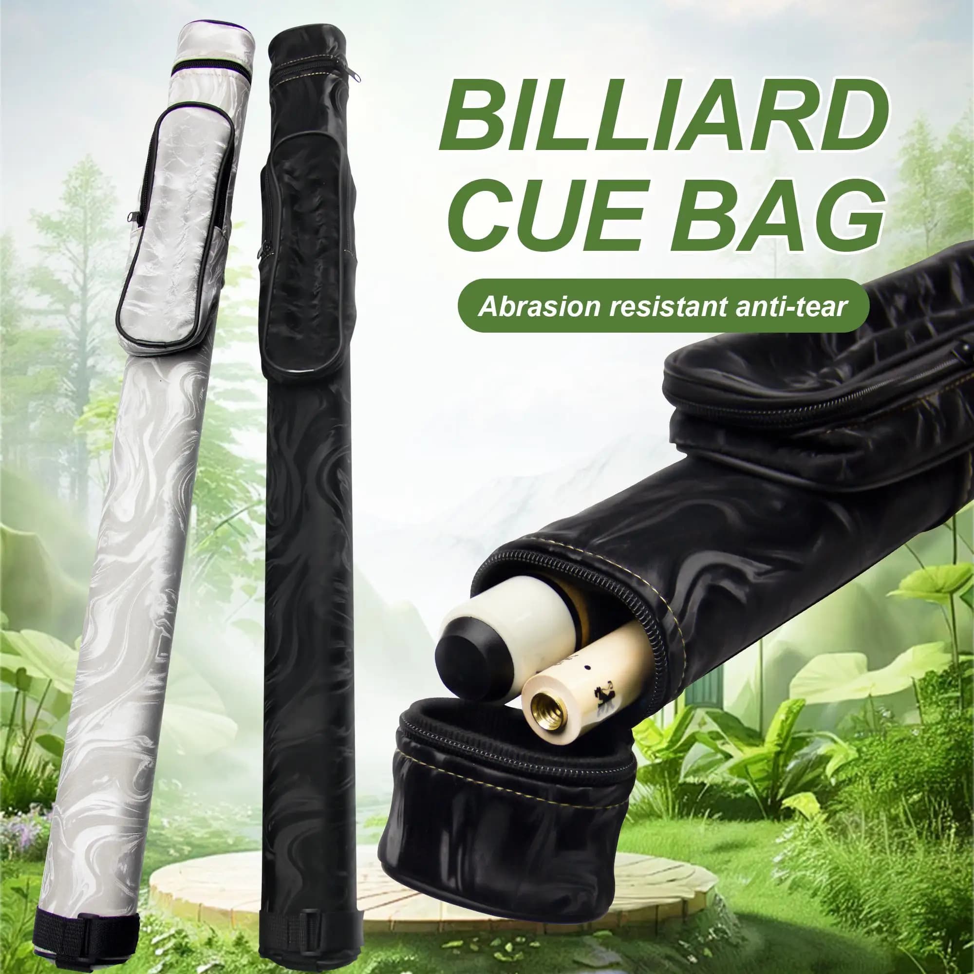 Custodia per stecche da biliardo Tubo foderato in velluto a doppia fessura, liscio come la seta, si sente perfetta per gli aficionados alla piscina