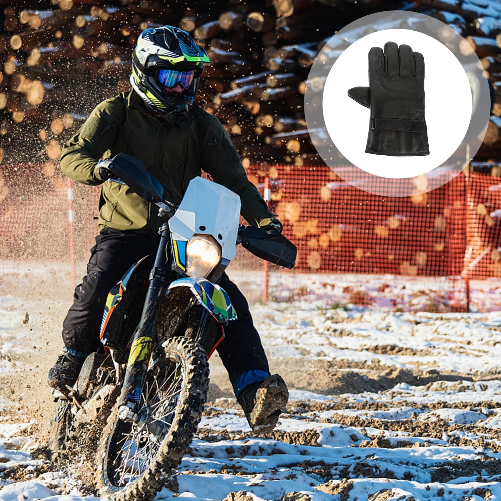 1Pair Thermal Riding Gloves Electric Heated for Cold Weather Motorcycle Skiing Outdoor Use Humanized Design Wrist Buckle Touch