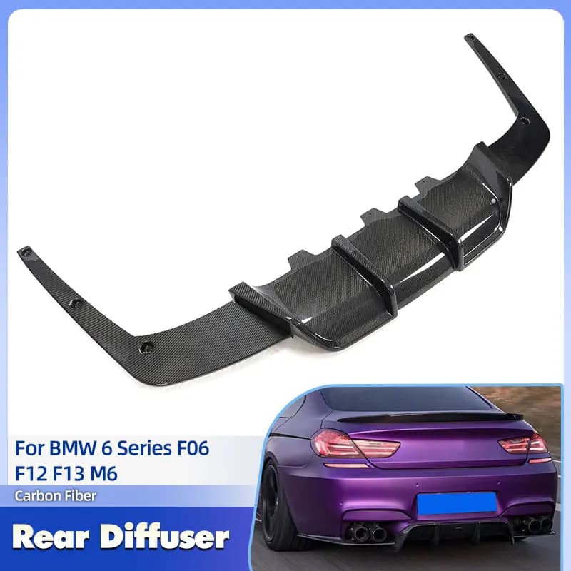 Car Rear Bumper Diffuser Lip Spoiler Full Carbon Fiber for BMW 6 Series F06 F12 F13 M6 2012-2016 650i Racing Rear Apron Lip FRP