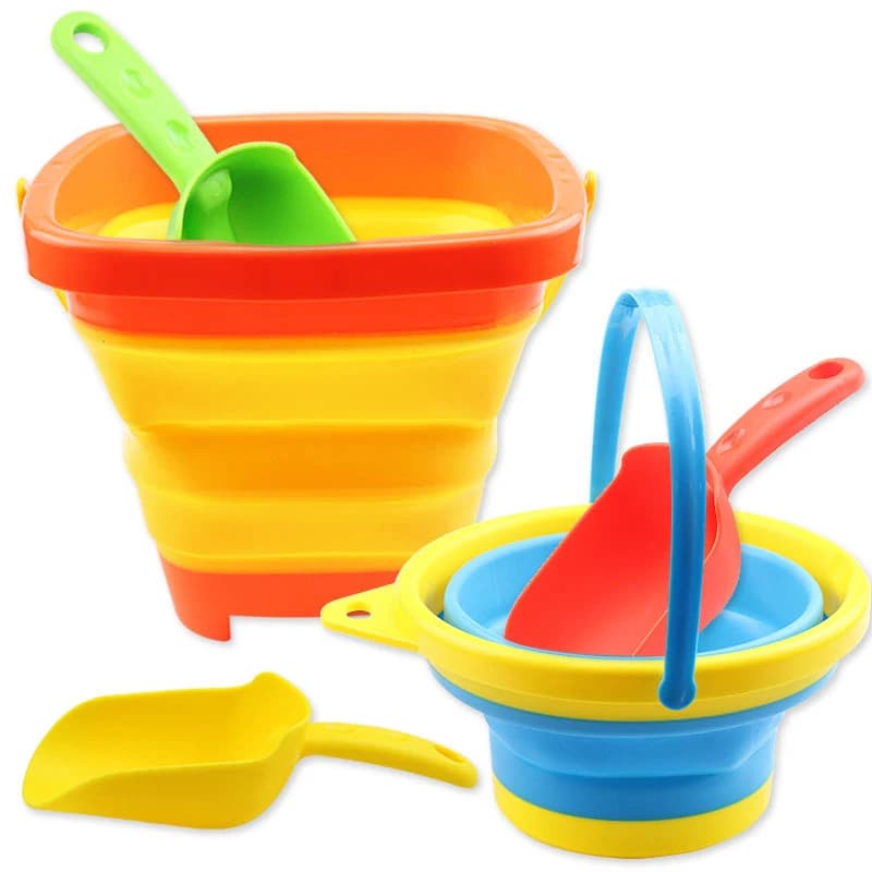 Secchio da spiaggia portatile all'aperto pala di sabbia giocattolo bambino Mini strumento di sabbia di scavo secchio retrattile per bambini Sandbox giocattoli regali per bambini