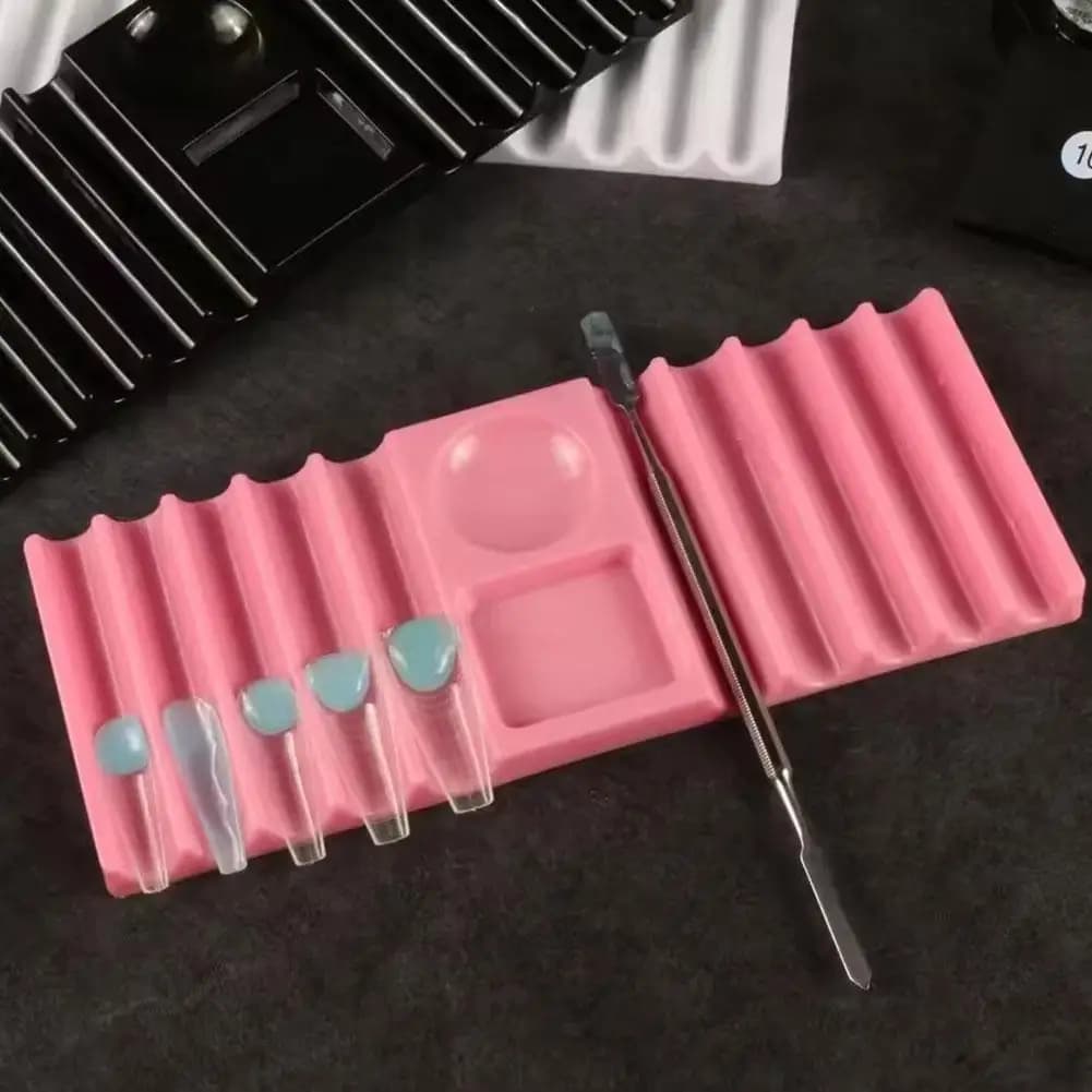 Portaoggetti multiuso a doppia forma con 10 scomparti e tavolozza colori per pennelli e strumenti per nail art