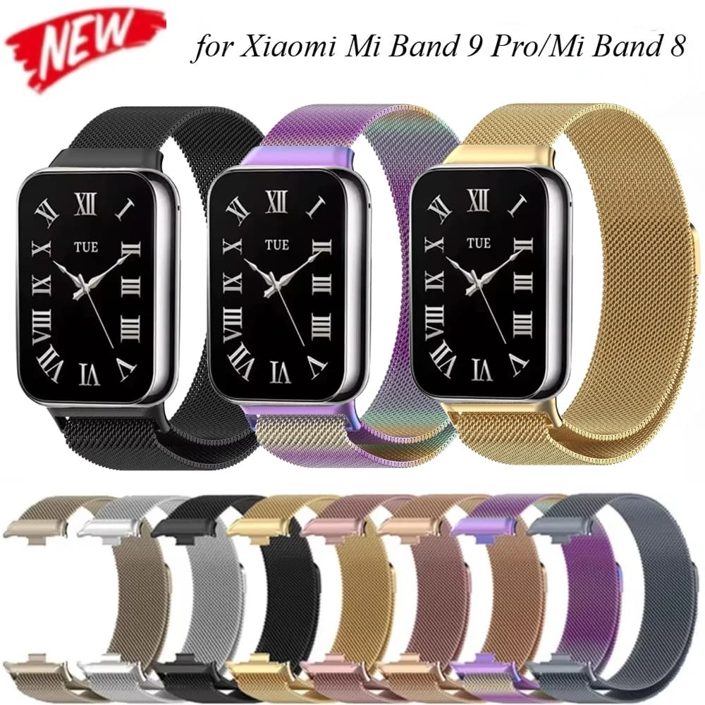 Metal Milanese Loop Strap For Redmi Watch 4-5-6 Magnetic Bracelet Wristband Belt For Xiaomi Mi Band 8/9/10 Pro Correa Accessory