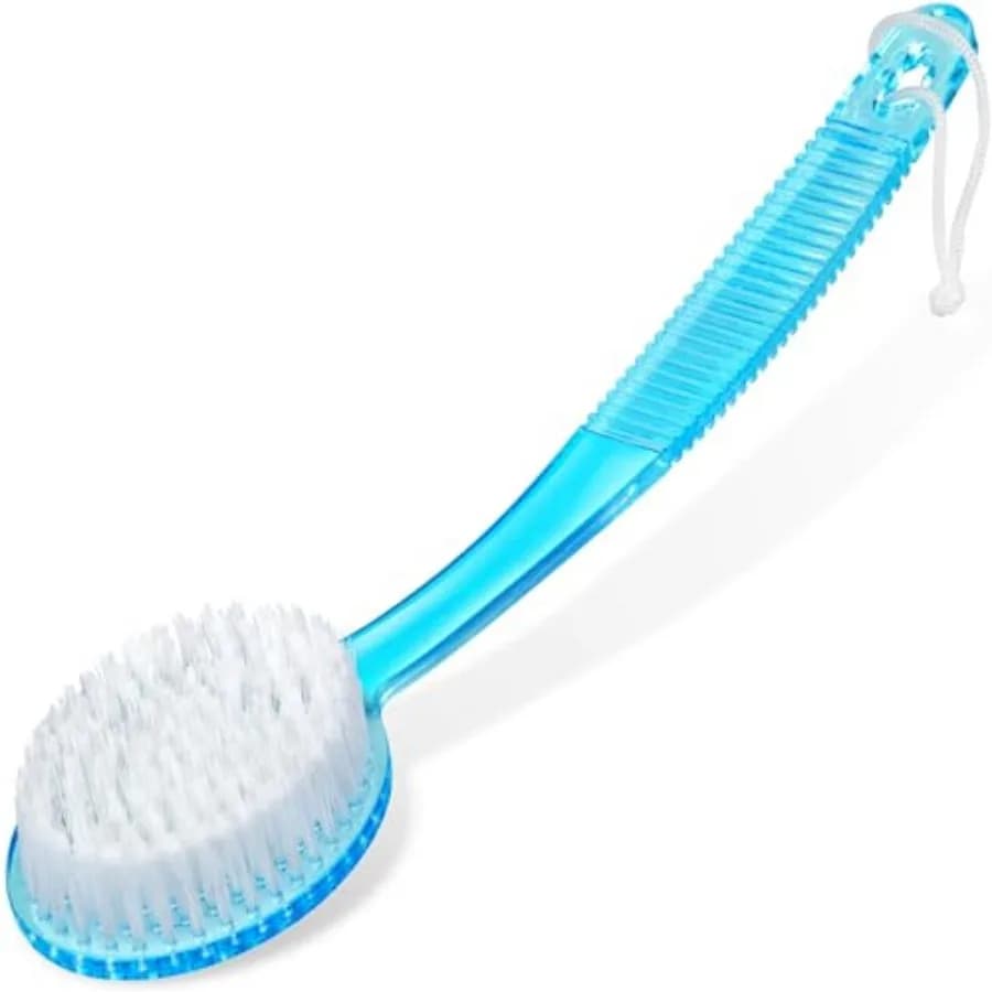 Bath Brush with Bristles, Long Handle for Exfoliating Back, Body, and Feet, Bath and Shower Scrubber, 1 Pack