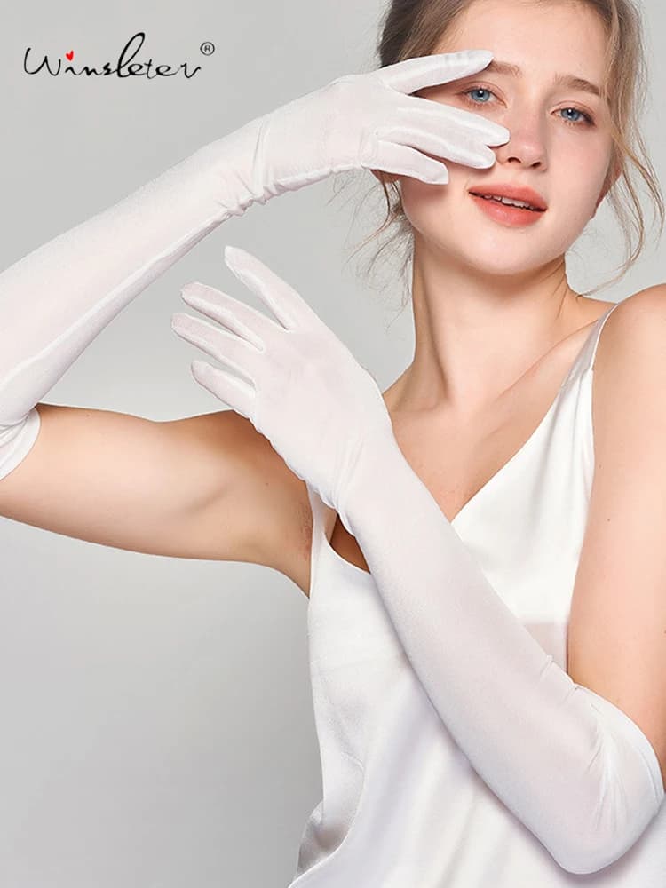 Winsleter-6A 100% true silk sun protection gloves, women driving UV sun protection, breathable thin arm gloves, summer 2025 A57162CC