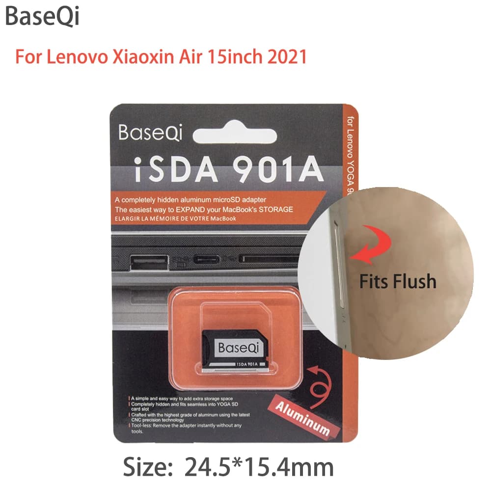 BaseQi per Lenovo Air 15 2021/Xiaoxin Air14/ IdeaPad 3 Year2021/Adattatore Micro SD in alluminio Lettore di schede di memoria Aggiungi spazio di archiviazione
