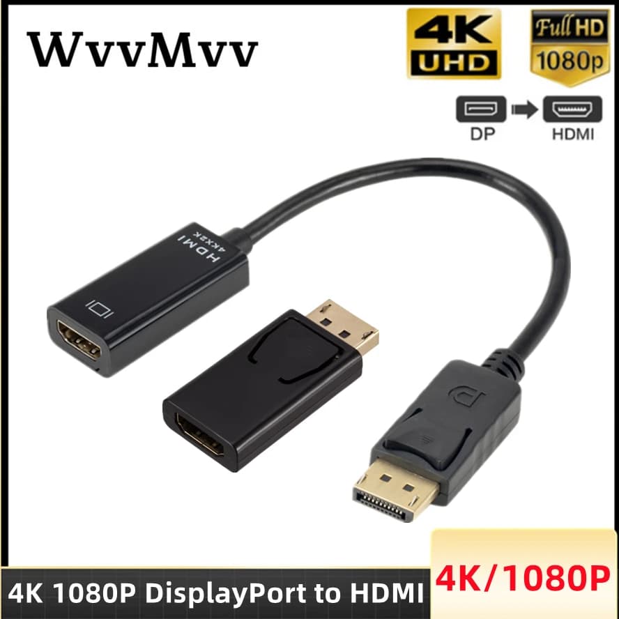Adattatore compatibile da DisplayPort a HDMI 4K maschio DP a femmina Convertitore cavo compatibile HDMI Video Audio per proiettore PC TV HD