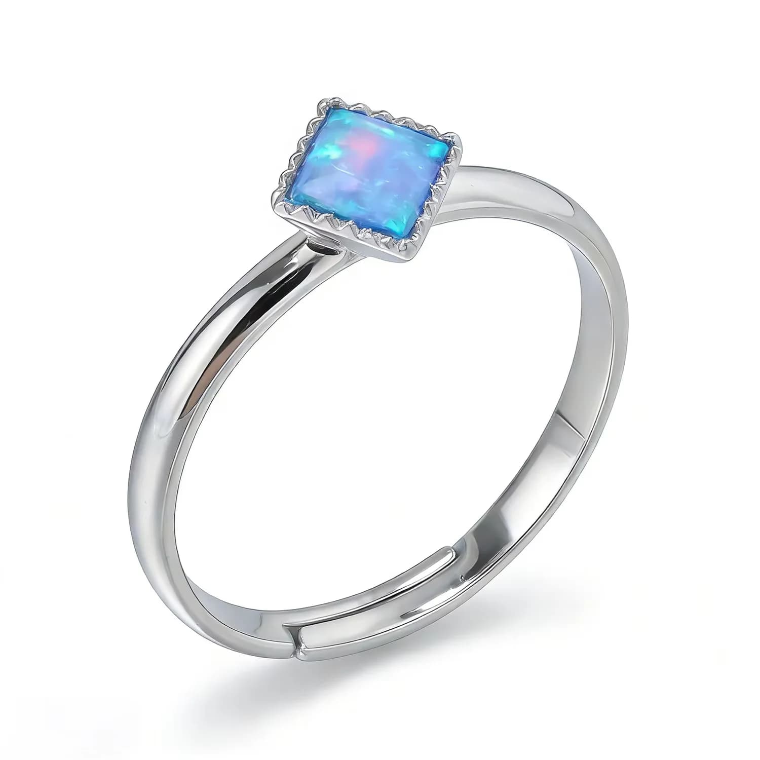 Nuovo Anello Quadrato con Opale Blu Fuoco, Regolabile 7-9, Anello Aperto per Donna, Gioiello Unico e Distintivo, Stili Classici, Regali di Anniversario