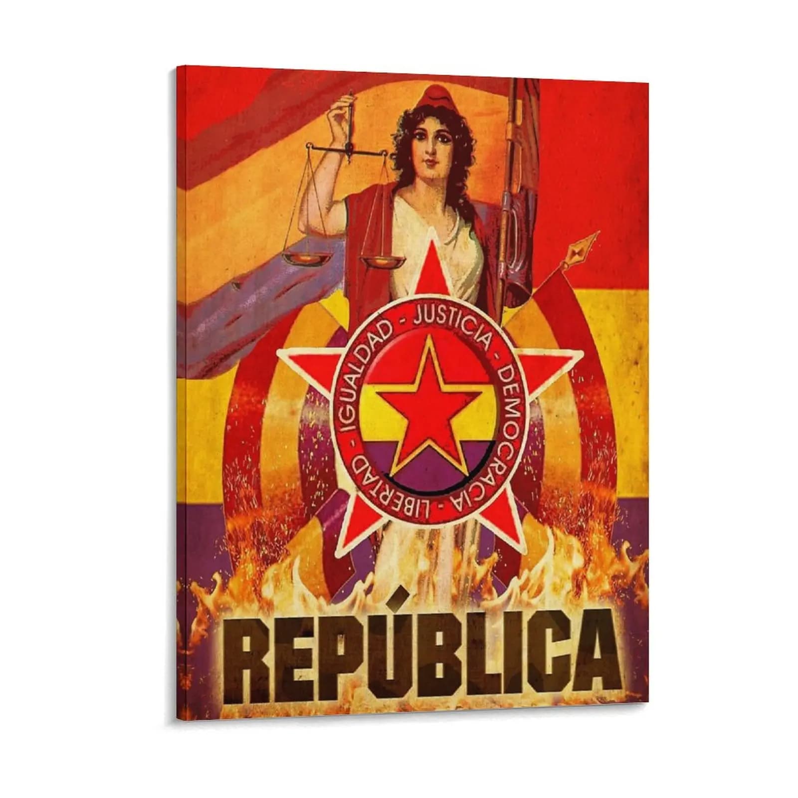 No Pasaran Spanish Revolution Civil War Canvas Painting Rusty Cinema Wall Decor Designing Cinema No Pasaran Framed Wall Painting
