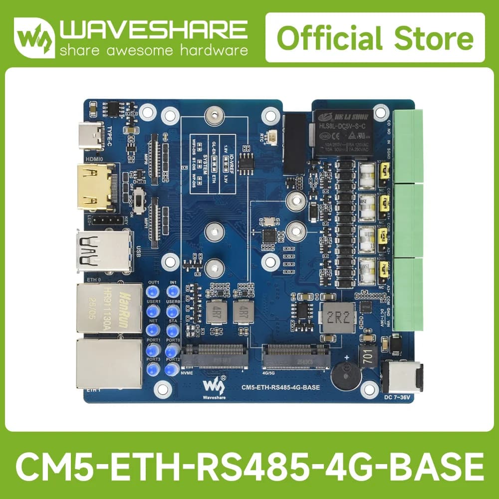 Waveshare Gigabit/2.5G Dual Ethernet Multi-Function Expansion Board Based On Raspberry Pi CM5 (NOT included) RS485 Communication