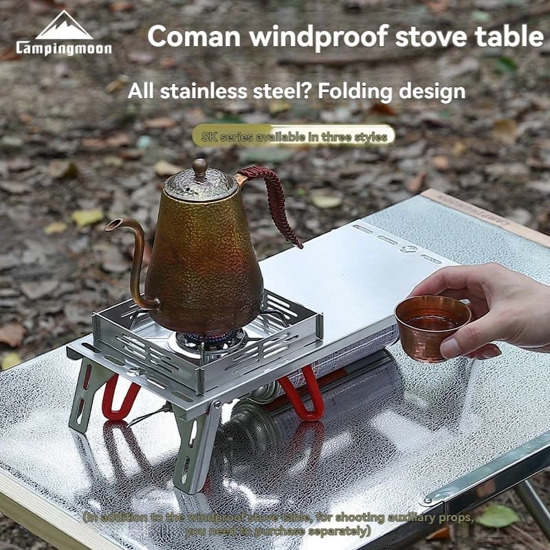 CAMPINGMOON SK-310CP Foldable Stainless Steel Charcoal Bbq Grill Folding Shelf Stove Table Portable Camping Folding Stove Table