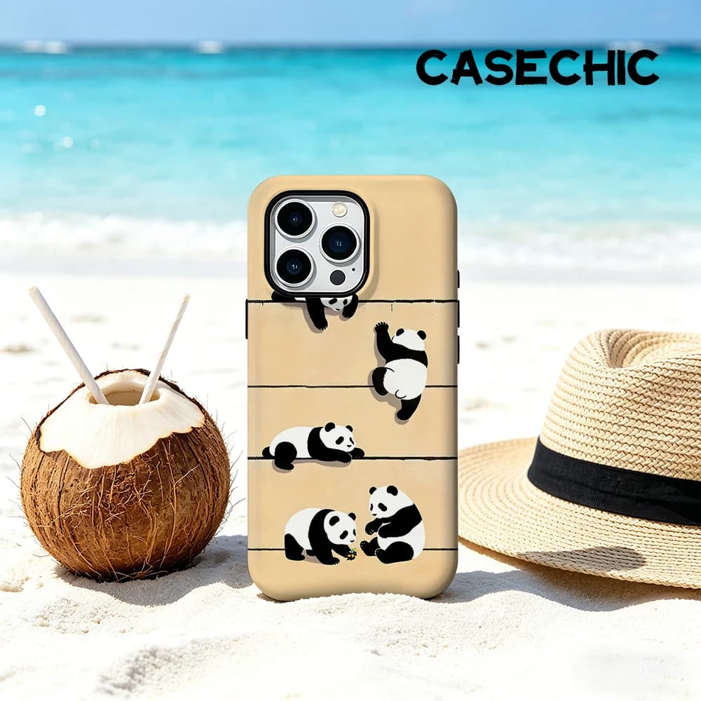 Custodia CaseChic opaca antiurto per MagSafe per iPhone 17 16 15 14 Plus Pro Max, cover rigida in PC con simpatico panda