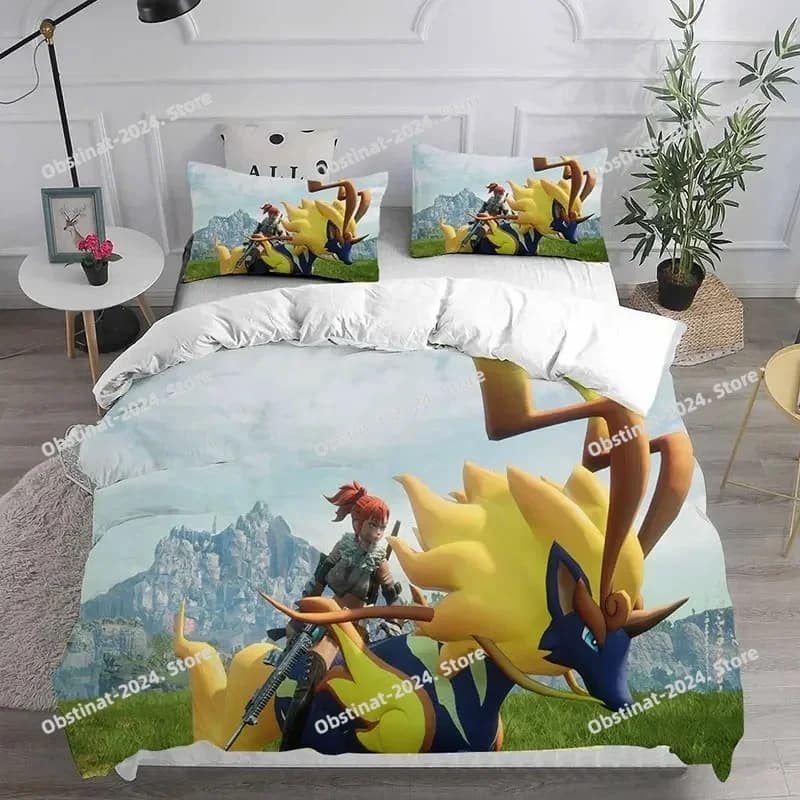 Nuovo gioco Palworld Set biancheria da letto Set letto stampato Copripiumino Lenzuolo Federa Letto Copripiumino morbido Completo Queen King Size