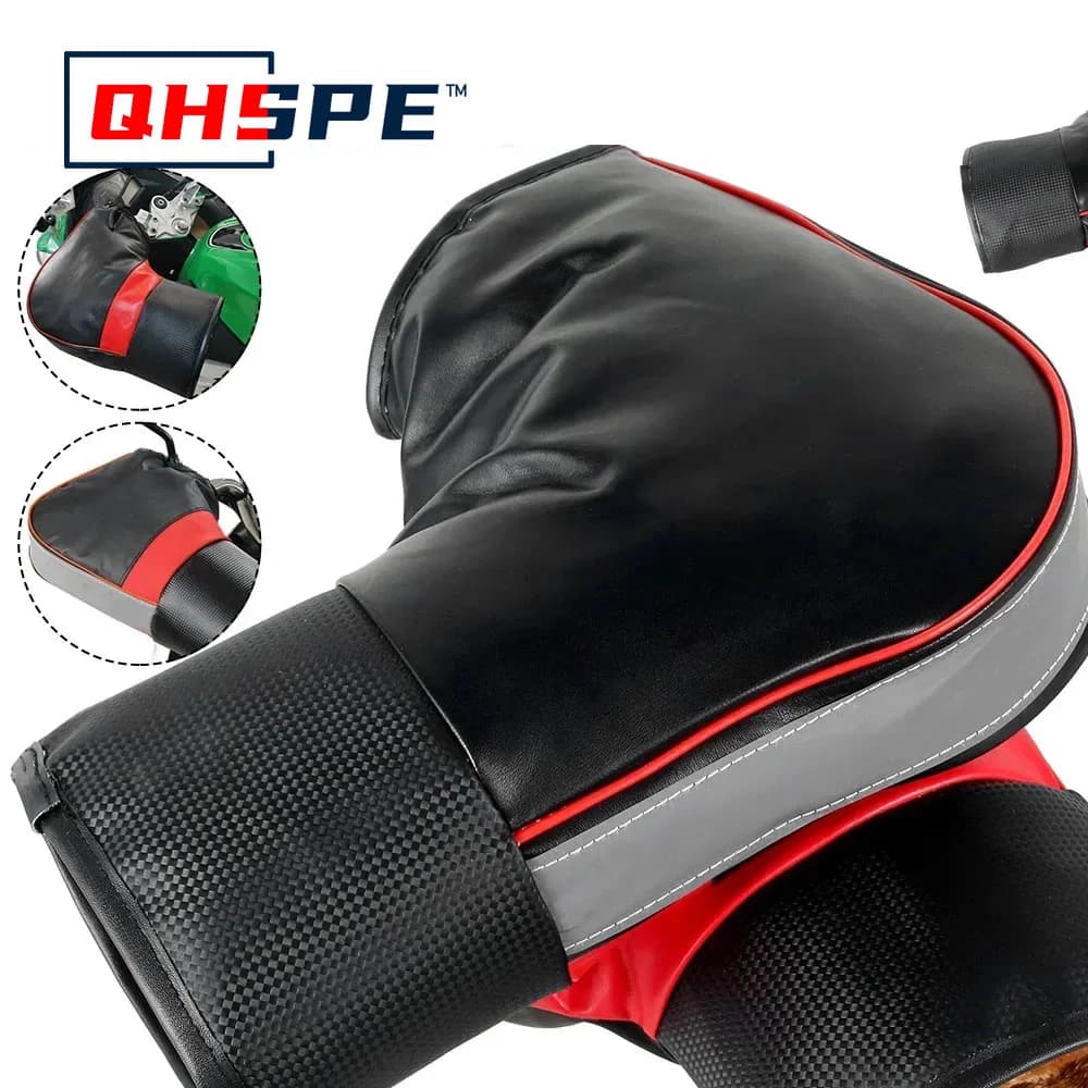 1Pair Motorcycle Handlebar Cover Winter Battery Bike Windshield Gloves Windproof Warm Handle Thickened Reflective Strip