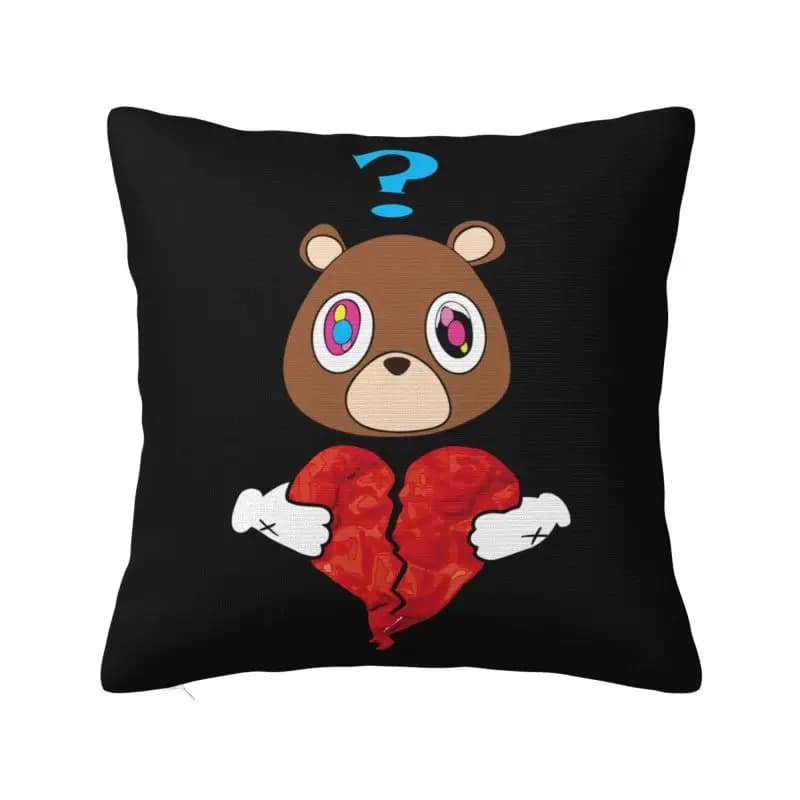 Fashion Kanye West Bear Heart Break Cushion Covers 55x55cm Soft Throw Pillow Case for Sofa Car Square Pillowcase Home Decor