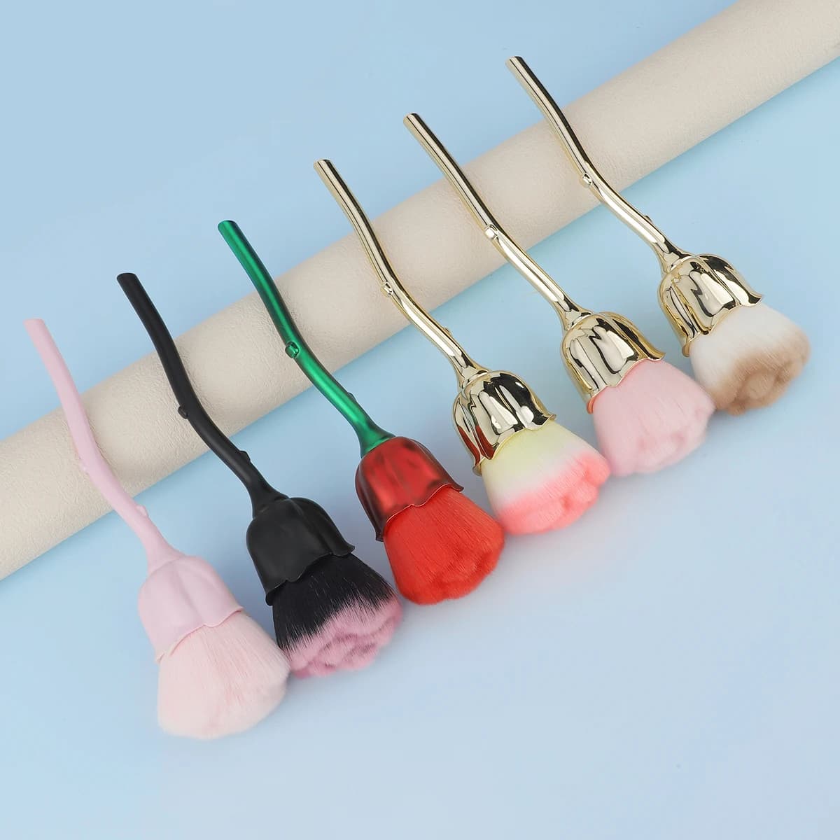 Pink Powder Cypriot Brush Single Electrolytic Handle for Soft Hair Floral Make-up Brush Nail Polish Brush