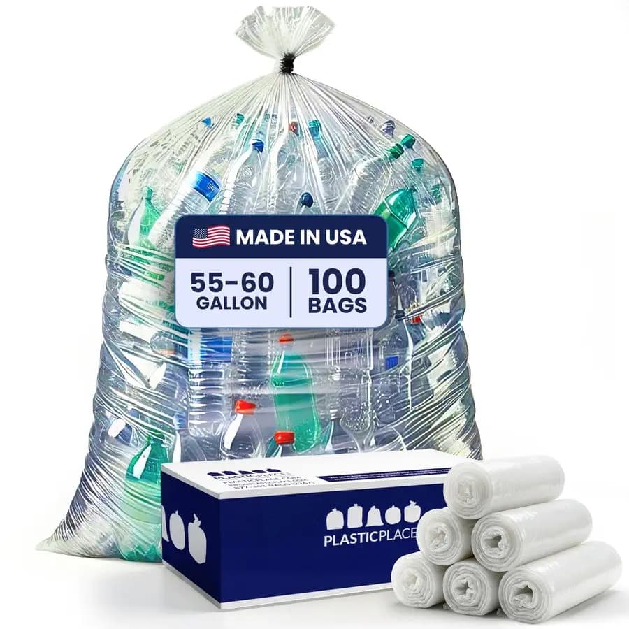 Sacchetti per la spazzatura da 5560 galloni Rotoli per fodere per bidoni della spazzatura trasparenti da 1,5 mil 38 x 58 100 pezzi