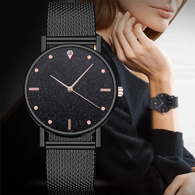 2025 Orologi di lusso in acciaio inossidabile in oro rosa per donna Orologi da polso al quarzo rotondi casual digitali Femme Strass