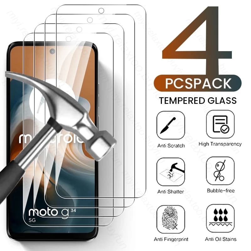 MotoG34 G 34 5G Vetro 4PCS 9H Vetro Temperato Per Motorola Moto G04 G04s G14 G24 G54 Power G34 G64 G84 Protezione Dello Schermo HD pellicole