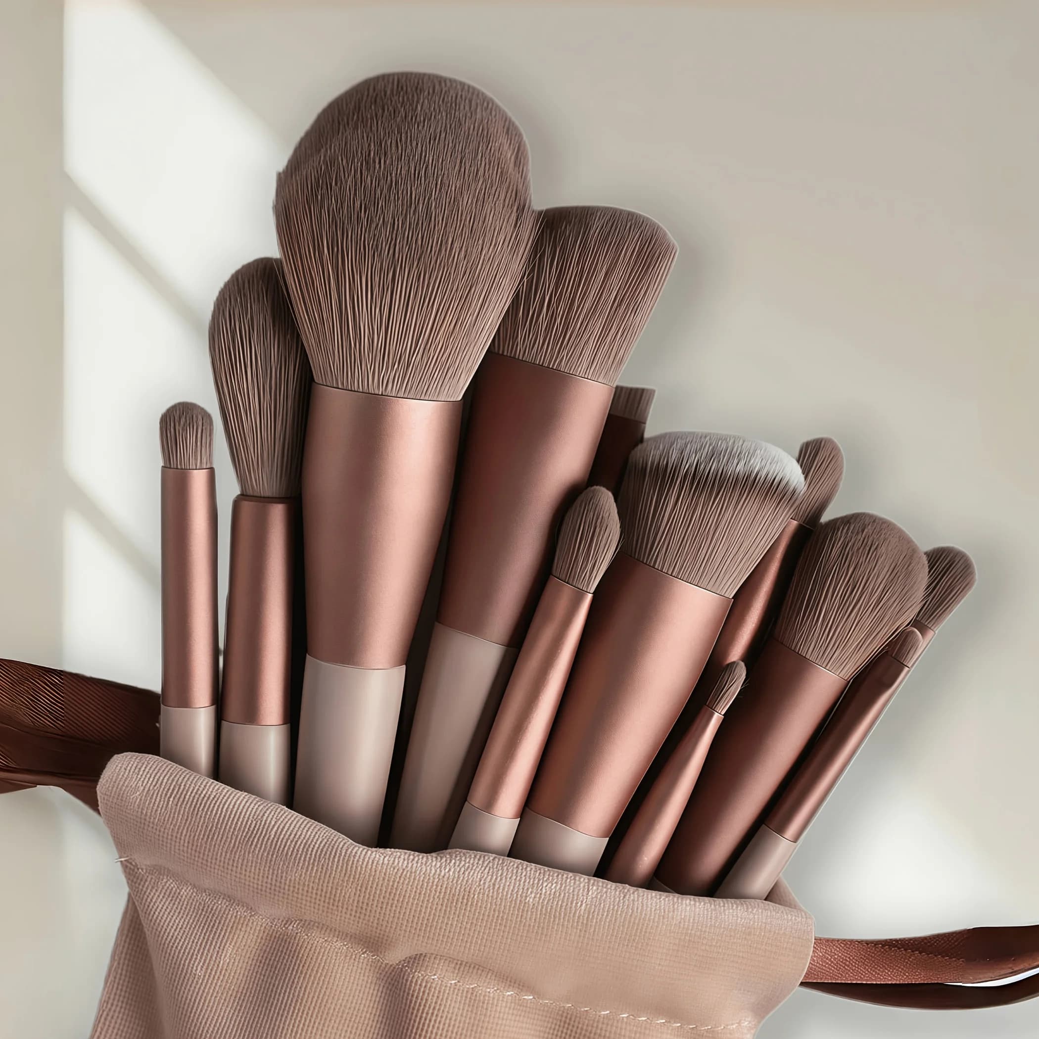 Set di pennelli per trucco professionale da 13 pezzi - con setole morbide - per applicazioni di ombretti, fondotinta e fard