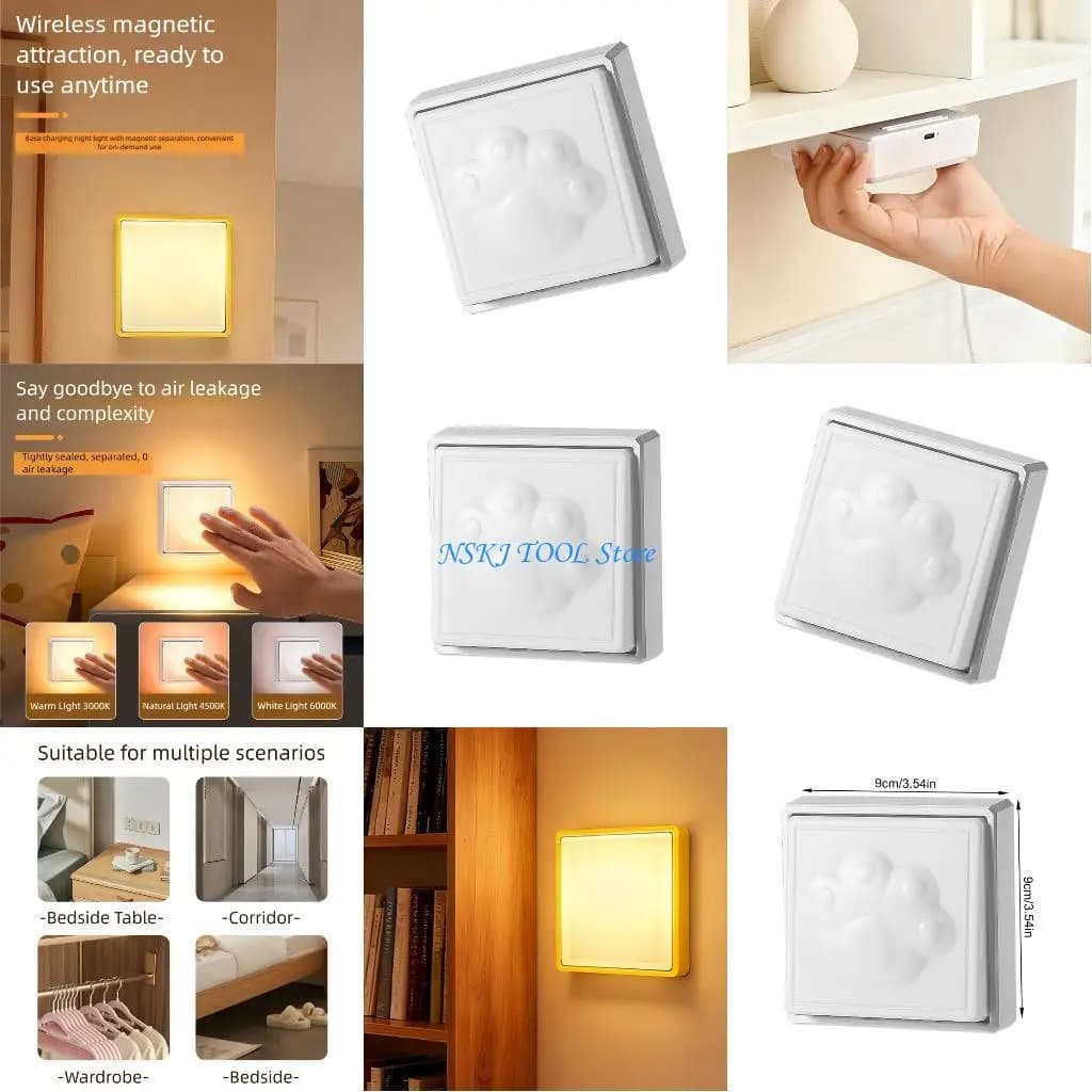 L8RC Lampada da parete a luce notturna magnetica regolabile a 3 colori Decorazione della stanza Duratura