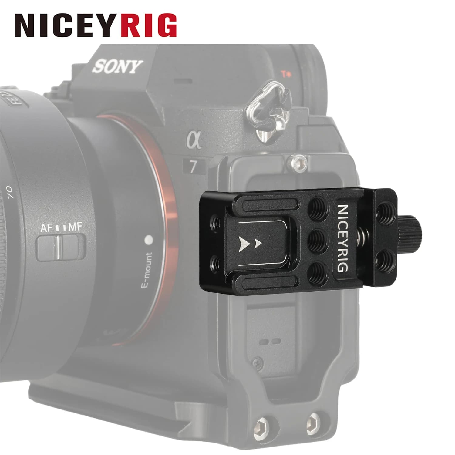 Morsetto di estensione a sgancio rapido NICEYRIG per Arca-Swiss con filettature multiple e base cold shoe per DJI Ronin SC/Stativi