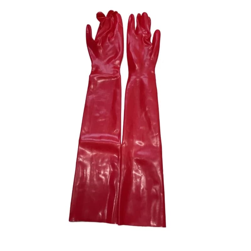 Red Latex Long Gloves