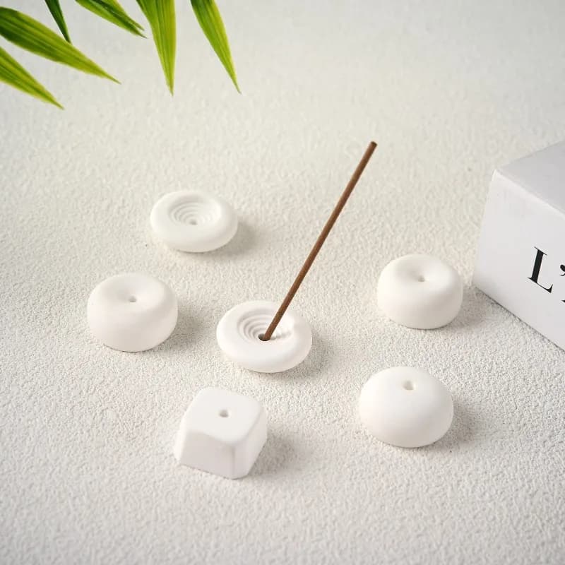 Minimalist Japanese Gypsum Incense Holder, Matte White Mini Stick Incense Tray, Luxury Table Aroma Ornament