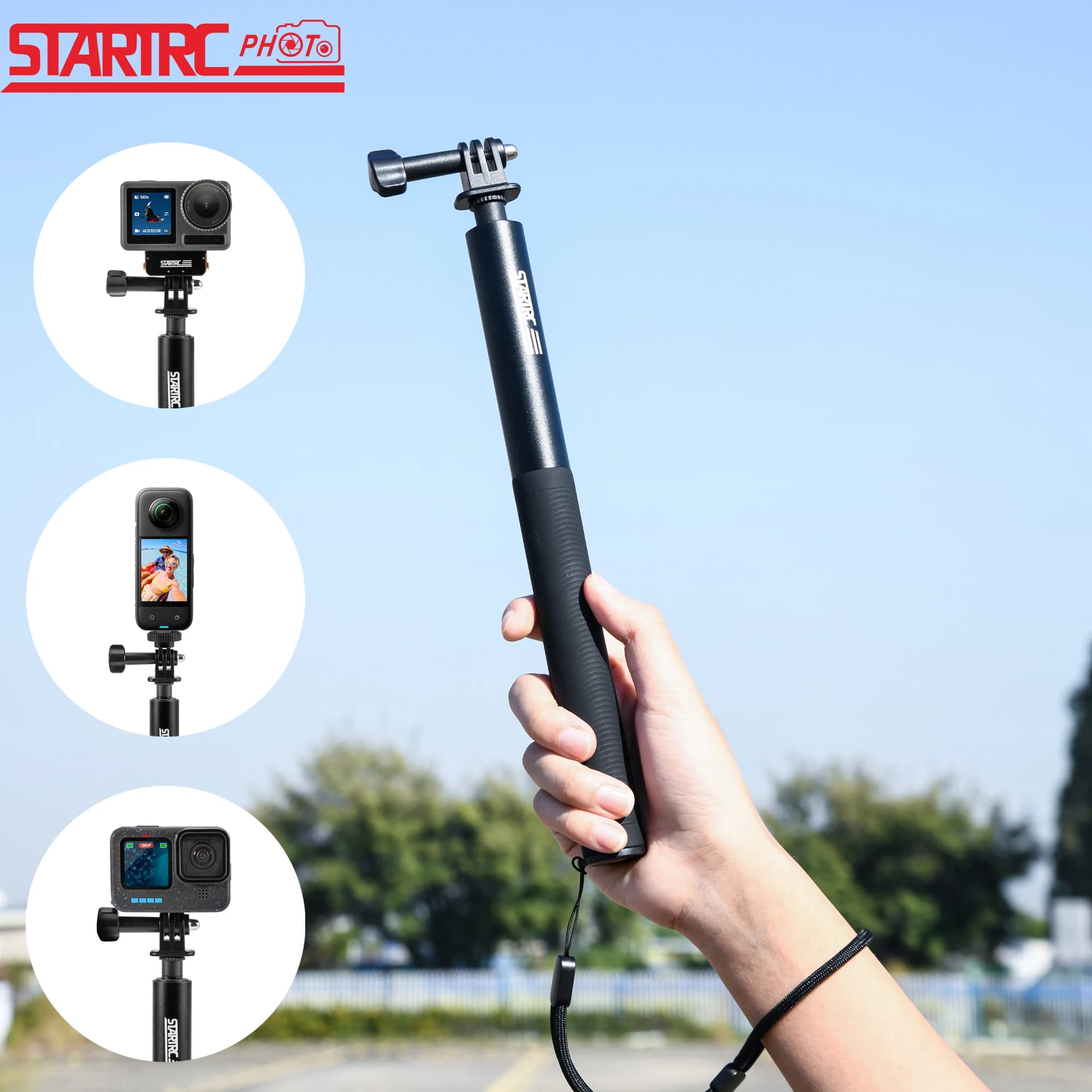 STARTRC Asta Selfie da 1,3 m con vite da 1/4 per GoPro Insta360 X5 X4 AIR DJI Osmo 360 Pocket 4 3 Action 6/5 PRO/4 Action Camera