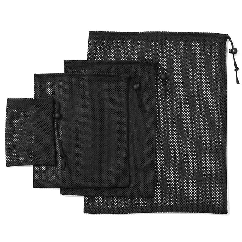 Multi Purpose Home Travel Outdoor Activity Laundry Bag Stuff Sack Black White Durable Mesh Drawstring Bag Storage Pouch