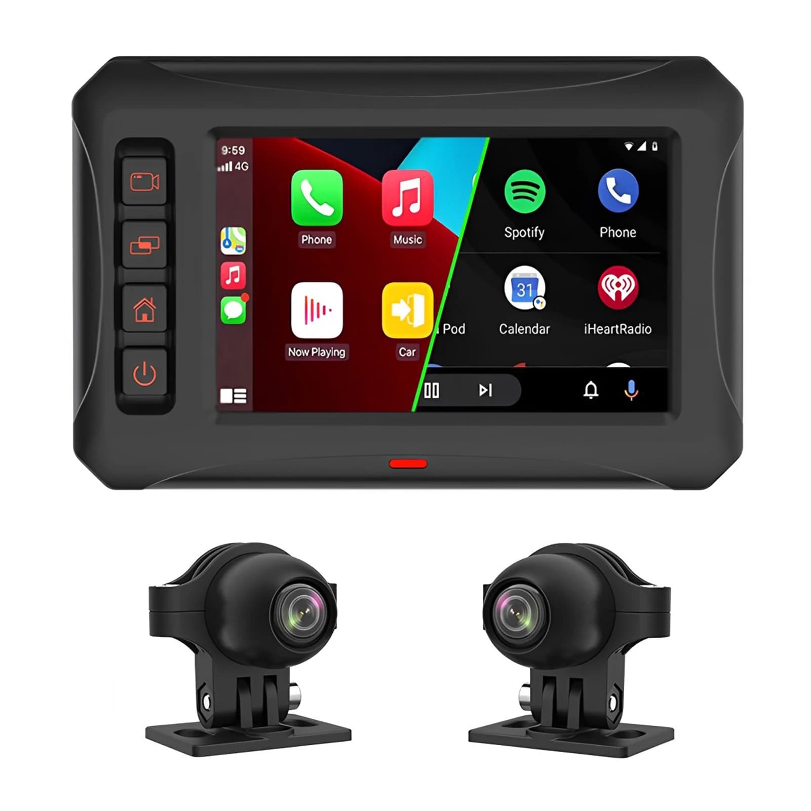 Portable Motorcycle 3.5 Inch Screen Dash Cam DVR Wireless CarPlay Android Auto Dual 1080P Front and rear camera support 5G WIFI