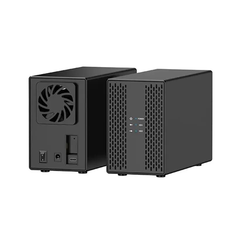 BTLIFE - Case Esterno per Disco Rigido a Doppia Alloggiatura con Dissipatore di Calore, Enclosure USB 3.5 Pollici, Box Array SATA, Case Server per Doppio HDD, Versione EU
