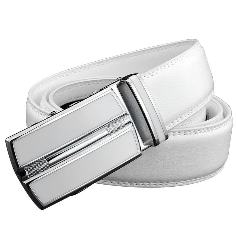 Elegante colore bianco uomo donna cintura in pelle unisex vera pelle fibbia automatica larghezza 3,5 cm cinturini in vita da uomo per jeans