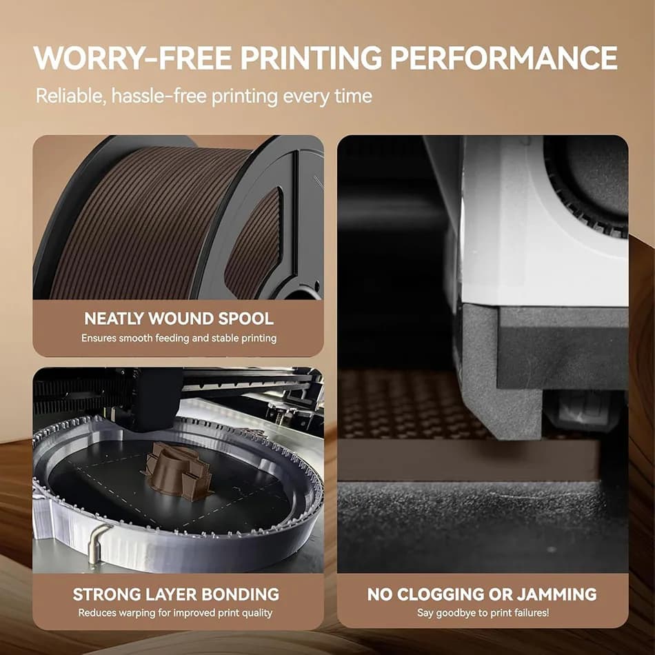 JAYO 2*1.1KG Wood PLA 3D Filament 1.75mm 1.1KG/Roll PLA Wood Texture 3D Printer Filament 10-15% Wood Fiber 3D Printing Materials