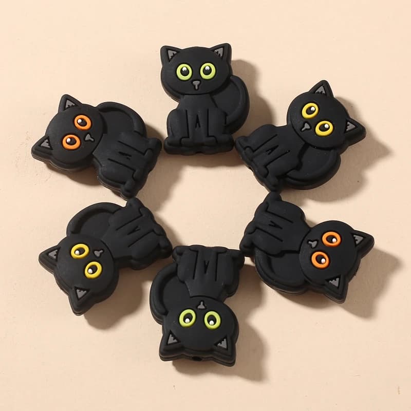 10Pc Food Grade Silicone Bead 20x28mm Animale Gatto Forma Massaggiagengive Perline Gioielli Per Igiene Orale Giocattolo Accessorio FAI DA TE Ciuccio Clip catena