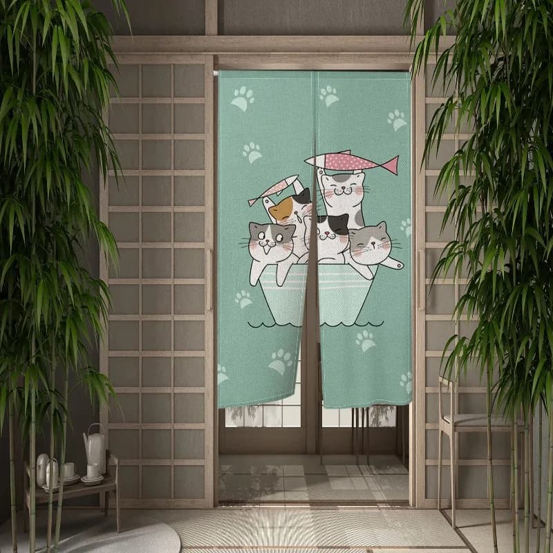 Simpatico gatto Noren Tenda giapponese Tenda per porta Appeso a parete Camera da letto Divisorio Ingresso cucina Decorazione per tende a mezza spaccatura