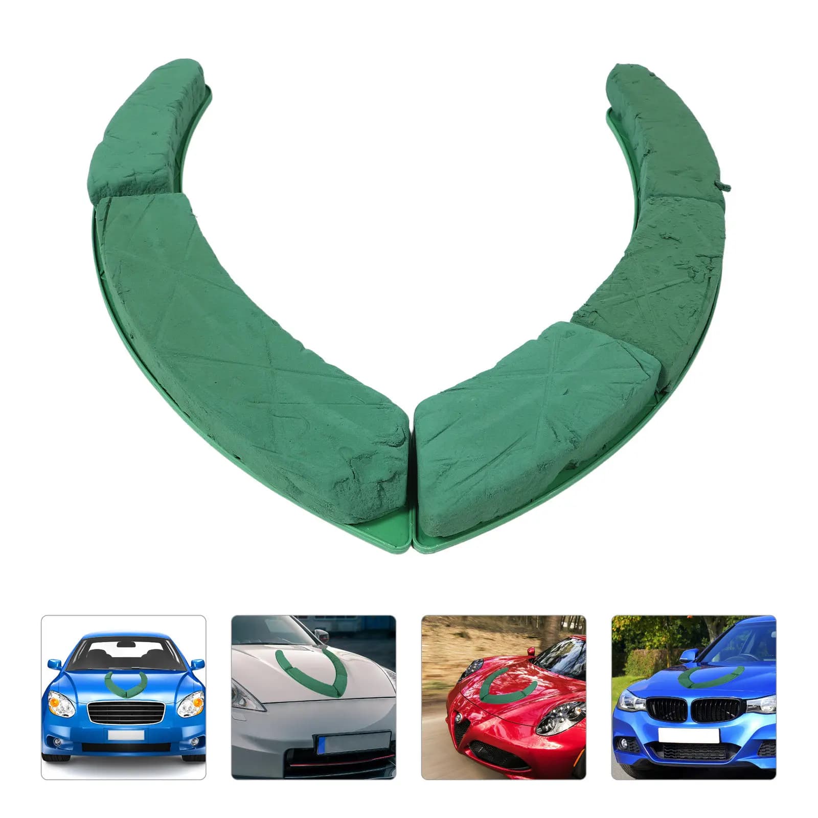 2Pcs Wedding Car Decoration Floral Foam Base U-Shaped Suction Cup Green Floral Mud Fresh Artificial Flower Arrangement Plant