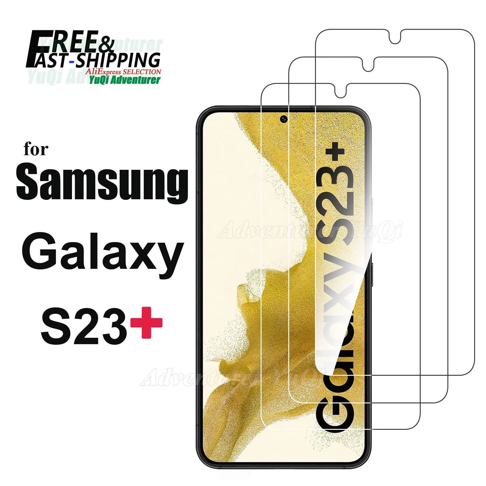 Proteggi schermo per Galaxy S23 Plus Samsung Vetro temperato da 6,6 pollici HD Crystal 9H Alluminio alto Antigraffio Sblocco delle impronte digitali