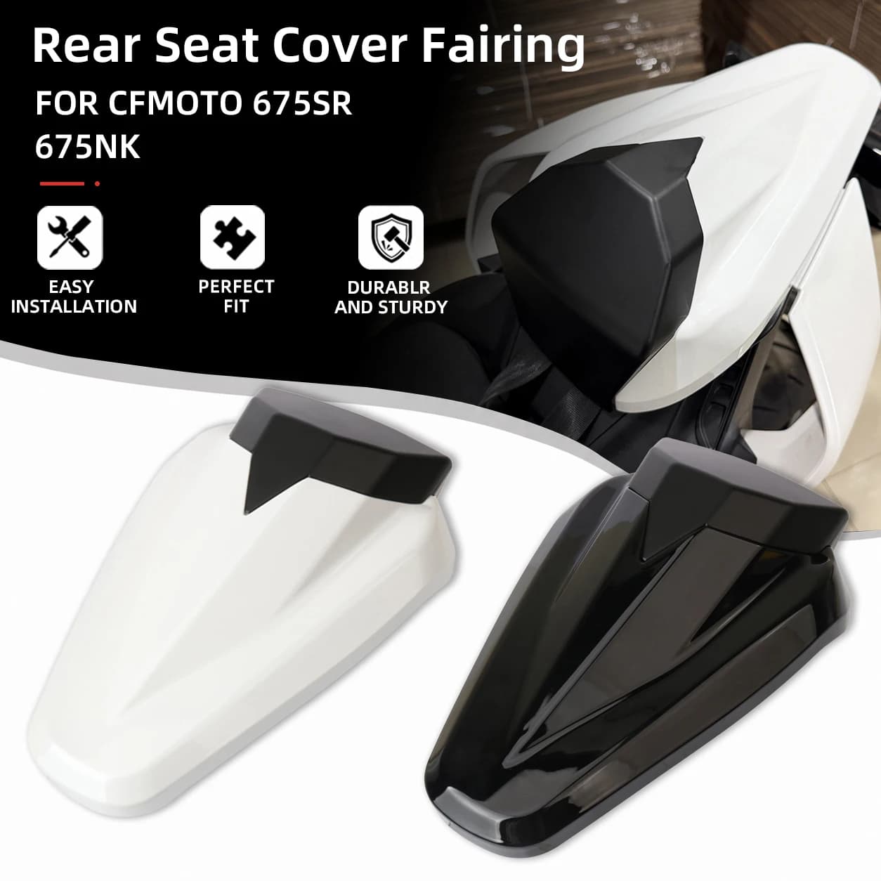 For CFMOTO 675SR 675NK 675SRR 675SR-R 2024 2025 2026 Motorcycle Rear Pillion Seat Cover Cowl Tail Solo Seat Fairing Cowl