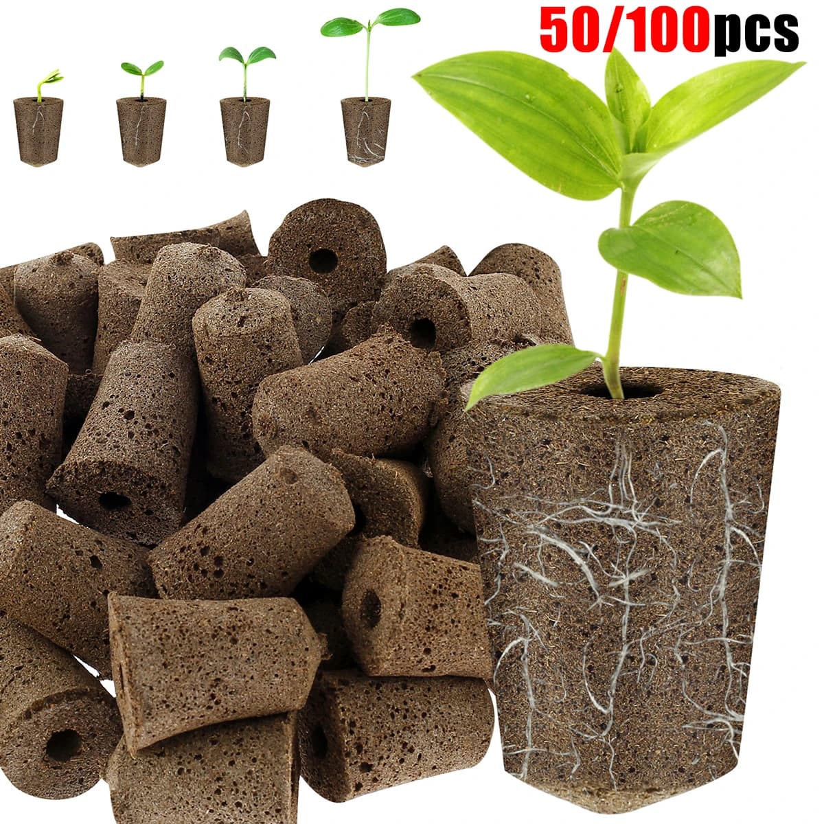 50/100Pcs Seed Grow sponges replacement sponges for the growth of Garden Seed Pod sponges for hydroponic cultivation for seed starter plants