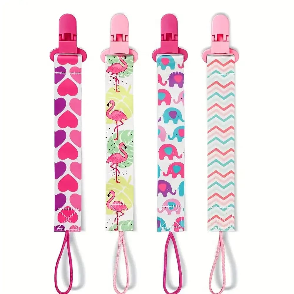 vvocci 4pcs/Newborn set pacifier chain clip printed pacifier Double-sided Belt Pacifier holder Infant feeding