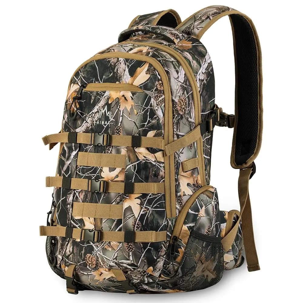 Zaino da Caccia con Porta Arco, Daypack Impermeabile Mimetico da 30L per Uomo, Attrezzatura da Caccia in Tessuto 600D per Caccia al Cervo con Arco