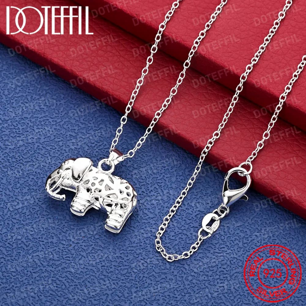 Collana con ciondolo elefante delicato e carino in argento sterling 925, gioielli accessori da sposa da donna