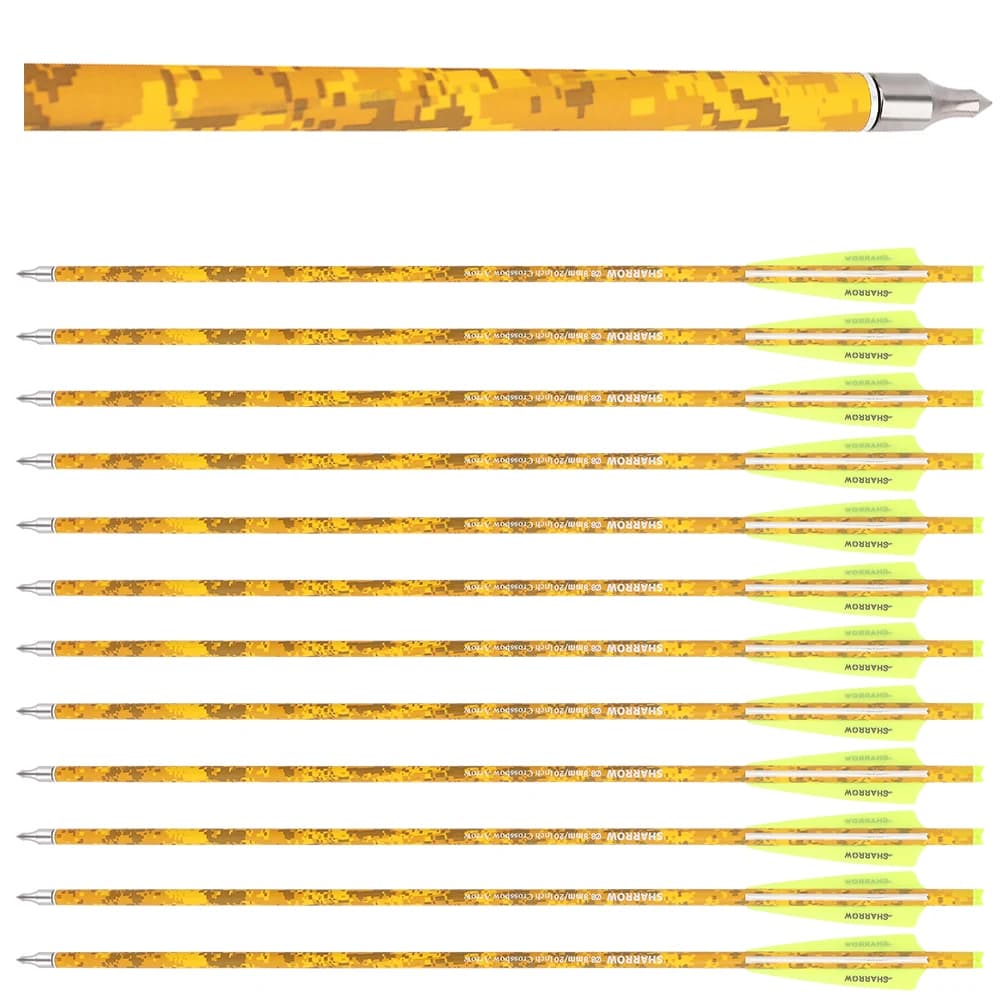 Tiro con l'arco Freccia in carbonio misto Freccia corta Punta di freccia 125 grani OD 8,8 mm Albero di freccia per bersaglio da caccia con arco all'aperto, 12 pezzi