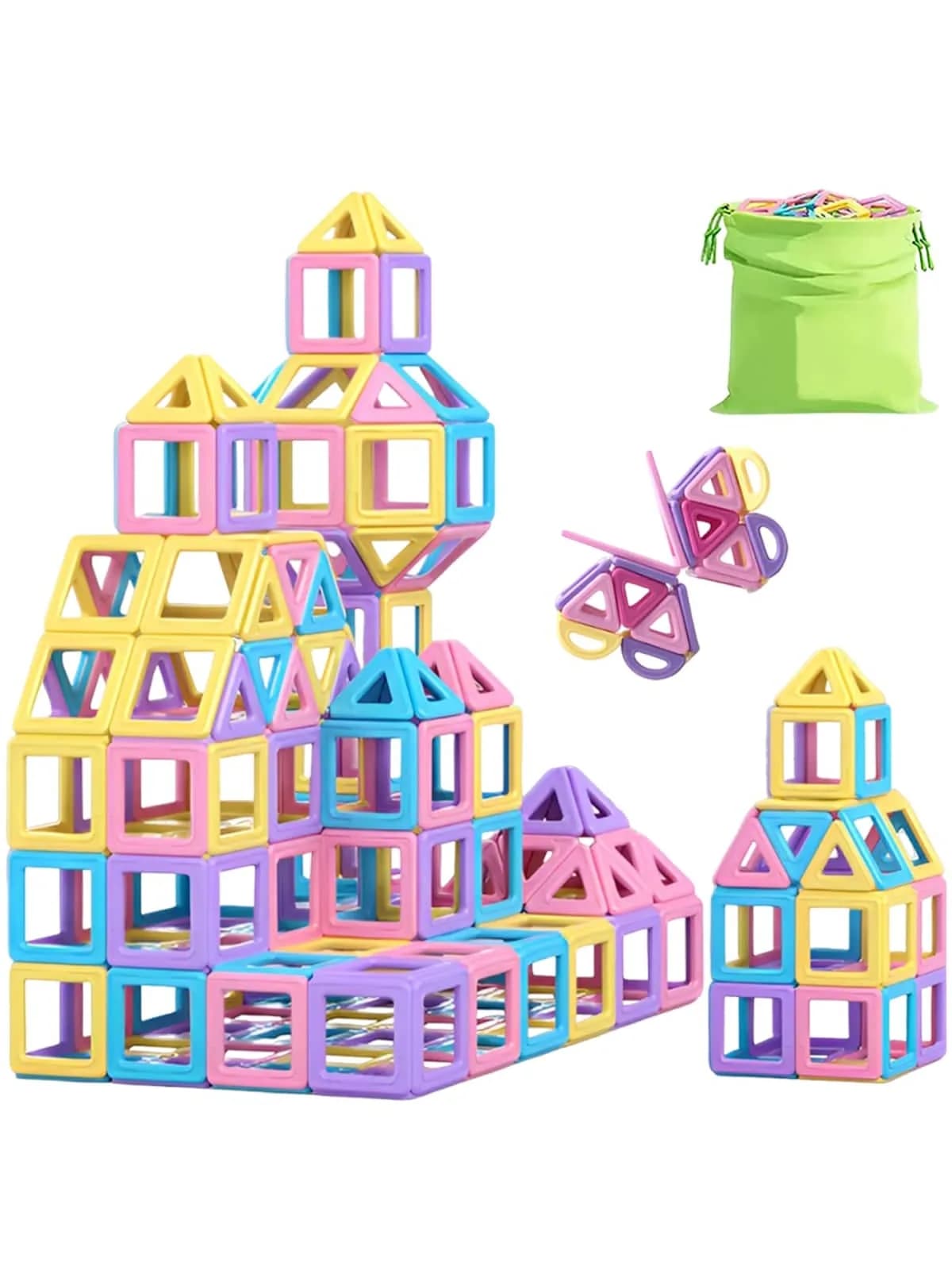 Set di Blocchi Magnetici Grandi per Giochi Educativi per Bambini, Regali per Feste e Compleanni, Colori Misti Vivaci