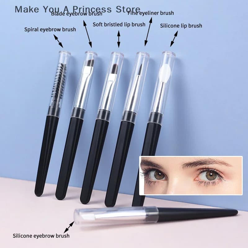 Portable Eyeshadow Makeup Brushes Travel Size Makeup Brushes Eyebrow Silicone Glit Essential Cosmetic Tools With Lid