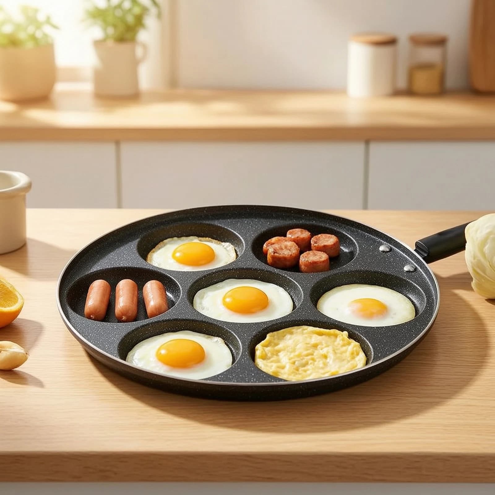 Pancake Pan Heat-Proof Egg Frying Pan Skillet Even-Heating Cookware PFOAclear of for Families, Breakfast, Stovetop