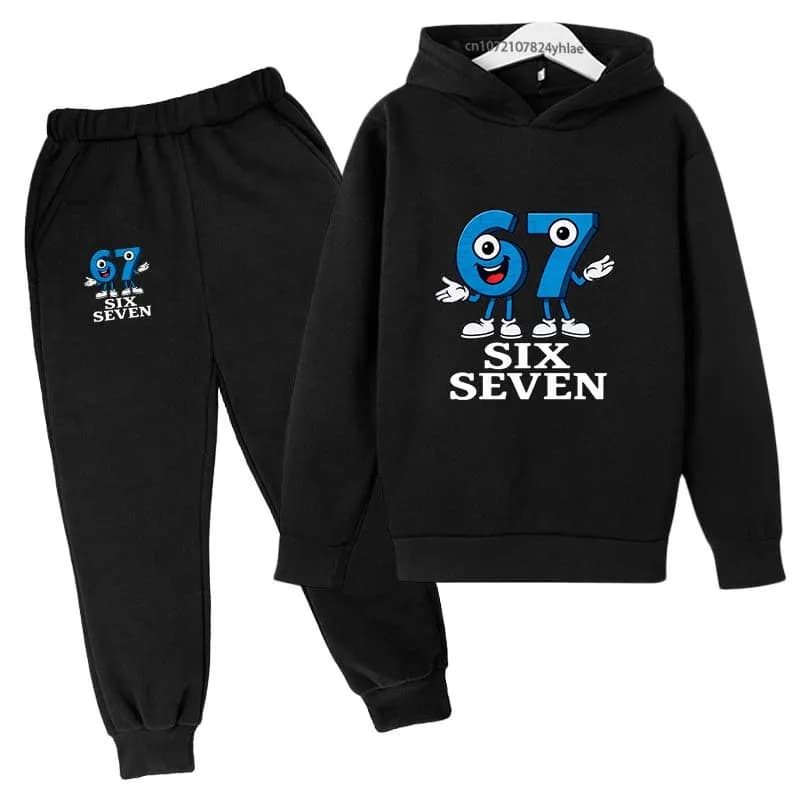 Sei Sette Numero Divertente Stampa Bambini Primavera Autunno Casual 2 pezzi Felpa con cappuccio + Pantaloni Tute 2-13 anni Ragazzi Ragazze Abiti quotidiani Vestiti